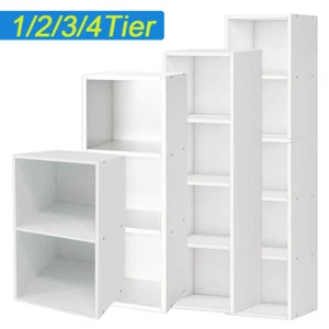 Cube 2 3 4 5 Tier Bookcase Wooden Bookshelf Shelf Storage Unit Display Stand - Picture 1 of 42