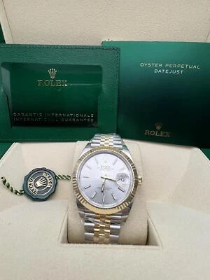 Nuevo Rolex Datejust 41 126333 Oro 18K Acero Esfera Plateada Acanalada Jubileo B&P Foto 1 de 4