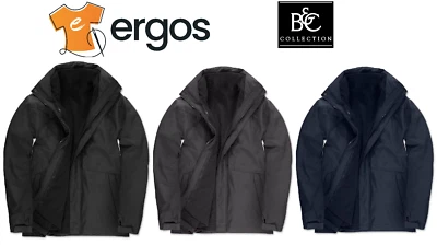 B&C Parka Cappuccio Foderato Impermeabile Antivento Giubbotto da Uomo BCJU873 - Image 1 of 4