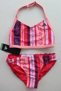 ADIDAS SWIM PERFORMANCE GRAPHIC BIKINI SWIMWEAR - PINK FL8663 KIDS GIRLS M - Picture 1 of 7