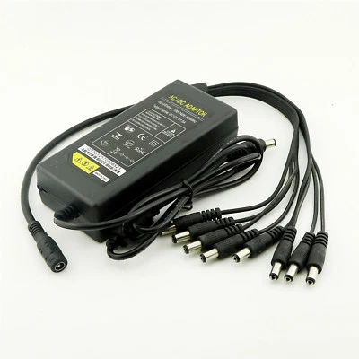 12V 5A 60W Power Supply Charge Adapter & 8 Ways Splitter DC Cable for LED Strip - Image 1 of 4