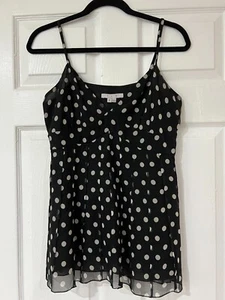 ICE Ladies Black & White Silk Evening Top Spaghetti Straps Medium Lined - Picture 1 of 5