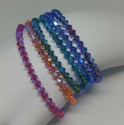 Pulseras hechas a mano con cuentas bicónicas de cristal de Swarovski AB2X; elige el color Foto 1 de 2