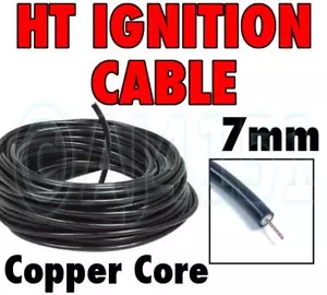 HT Ignition Lead (Spark Plug) Cable Copper Core Twin Insulated Black PVC Coated - Picture 1 of 1