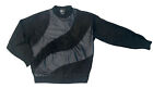 Alan Stuart Vintage Men's L Black Acrylic And Leather Cardigan Sweater