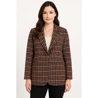 Blazer Cato a Cuadros Mujer L Marrón Rosa Un Botón Manga Larga Chaqueta Abrigo Academia Foto 1 de 4