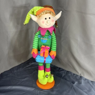 Vintage Evan 24" Colorido Elfo de Pie con Regalos Jingle Bells Navidad 2010 Foto 1 de 4