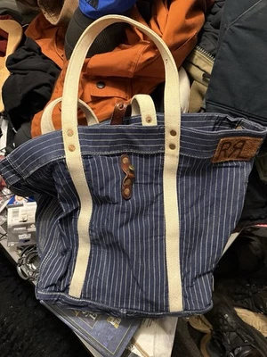 Bolso de Mano Doble RRL Lona Grande Pin Rayas Azul Marino Foto 1 de 4