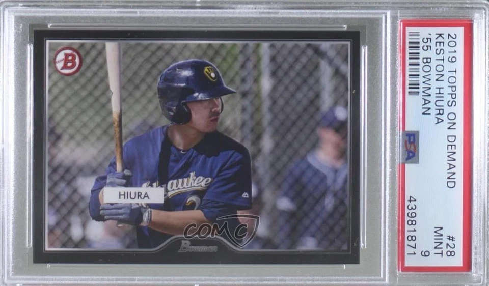2019 On Demand 1955 Bowman Online Exclusive Keston Hiura PSA 9 MINT Rookie RC - Image 1 of 2