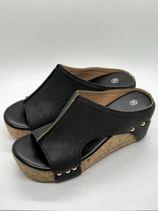 Black cork slides platforms sandals shoes Womens China 36 USA 6 Casual Party - Picture 1 of 10