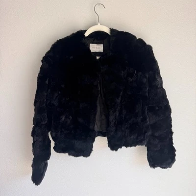 Chaqueta de piel de conejo Yves Salomon negra Rex - talla 34 (XS/S) Foto 1 de 4