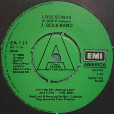 J. Geils Band - Love Stinks 7 Inch Vinyl Single (7 Inch Record, Promo) - Image 1 of 3