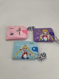 NUEVO CON ETIQUETAS *SAILOR MOON* MONEDERO MONEDERO Cartera Bolso Llave x3 Rosa, PÚRPURA Y AZUL 1999 - Imagen 1 de 7