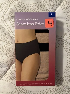 Paquete de 4 calzoncillos sin costuras de cobertura completa Carole Hochman para mujer, talla L Foto 1 de 4
