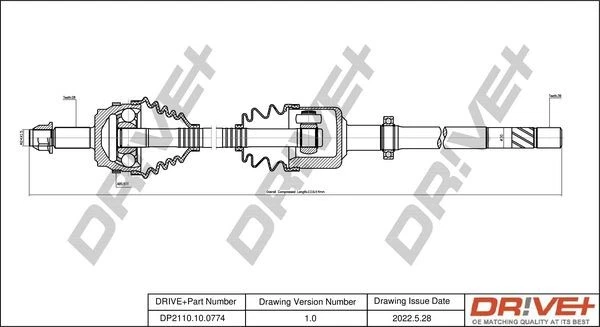 DR!VE+ EJE DE TRANSMISIÓN 1117mm DELANTERO DERECHO Compatible Con RENAULT MASTER - Imagen 1 de 1