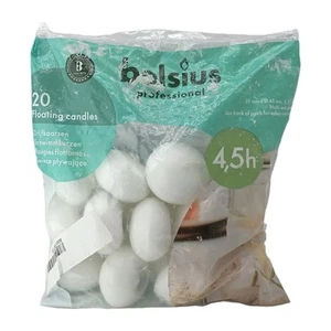 Bolsius Professional 20 Floating Candles with Cotton Wick - 1.75"X1.2" - White - Picture 1 of 4