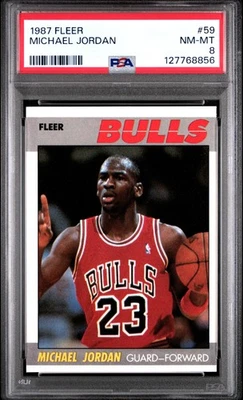 127768856 Michael Jordan 1987 Fleer #59 PSA 8 Foto 1 de 3