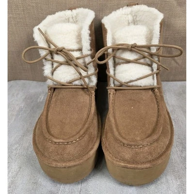 Madden Girl Brown Earnesst Ankle Boot Bootie Faux Fur Platform Women's Size 8M - Image 1 of 4