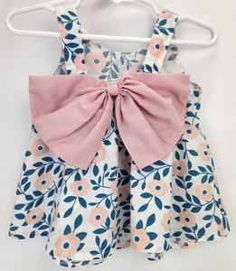 Huzhou HD Baby Mädchen rosa & blau hübsches Blumen Sommerkleid rosa Schleife 3-6M sanft gebraucht - Bild 1 von 7
