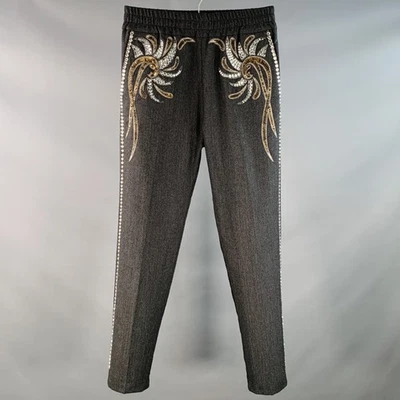 Pantalones de vestir DRIES VAN NOTEN talla 28 gris plata oro pedrería cuentas lana Foto 1 de 4