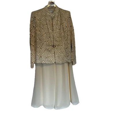 Coldwater Creek Lentejuelas Elegante Crema Encaje Chaqueta Cami Pantalones Conjunto 16 Boda De Colección Foto 1 de 4