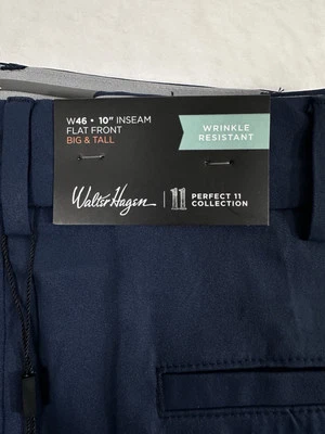 New Walter Hagen Golf Shorts Men’s 46 Perfect 11 Navy Blue Flat Front 10” NWT - Image 1 of 4