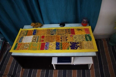 Handcrafted Khambadiya Patchwork Table Runner – 13x36 Inches - Image 1 of 4