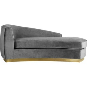 Meridian Furniture Julian Curved Back Velvet Chaise in Gray and Gold - Picture 1 of 8