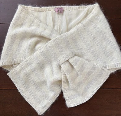 Stunning Ted London Angora Blend Silk Lined Ivory Scarf Wrap Small Medium MINT - Image 1 of 4