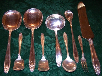 9 BONITAS PIEZAS PARA SERVIR PRELUDIO PLATA NÍQUEL BRILLANTE Foto 1 de 3