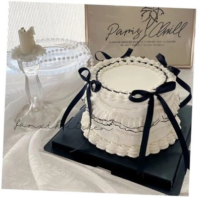 50pcs Satin Ribbon Twist Bows for Party Decorations Bow Cake Topper for Black - Image 1 of 4