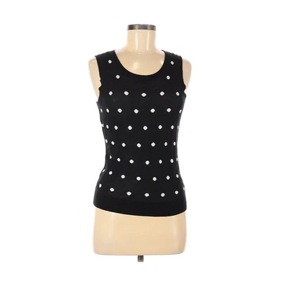 Halogen Pullover Sleeveless Sweater Scoop Neck Black Polka Dot Print Medium NEW - Image 1 of 3