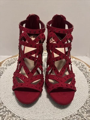 Felicitous By Fergie Tacones Rojos con Joyas Cremallera Trasera Talla 8M Foto 1 de 4