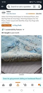 *NEW* VEKEN 3 X 5 Ft Non-Slip Rug Pad for Area Rugs Hard Surface Floors - Picture 1 of 7