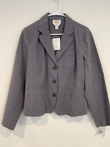 Blazer giacca gessato grigio e bianco elasticizzato Talbots Petites taglia 16 - Foto 1 di 5