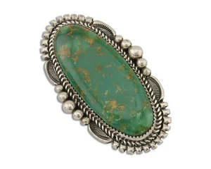 Navajo Pin Pendant 925 Silver Natural Blue Turquoise Artist Signed B C.80's - Picture 1 of 7