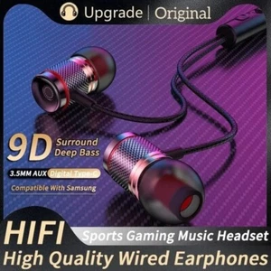 9D HiFi Bass Wired Earphones w/ Mic Type-C/3.5mm for Android Samsung - Zdjęcie 1 z 8