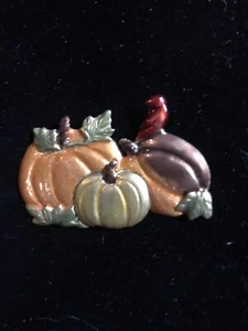 Herbst/Halloween/Thanksgiving Kürbis goldfarben KC Brosche - Bild 1 von 5