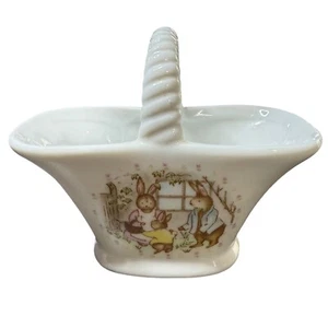 Wicks N Sticks Easter Basket Bunny Decor Ceramic Japan trinket dish vintage - Picture 1 of 6