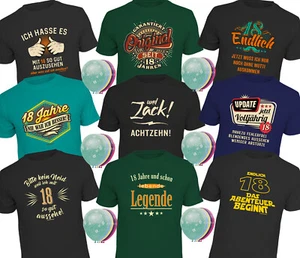 18. Geburtstag T-Shirt bedruckte Sprüche Shirts  + 5 Ballons 18 Jahre Geschenke - Bild 1 von 13