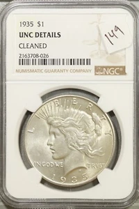 1935 Peace Silver Dollar NGC UNC Details Uncirculated #8-026 - Picture 1 of 2