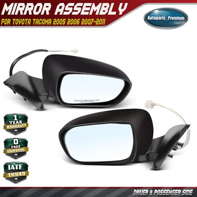 2x Black Mirror with Power Adjust & Manual Folding for Toyota Tacoma 2005-2011 - Image 1 of 4