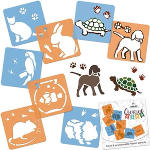 8 pcs Drawing Stencils for Kids / 6x6" / PETS / Reusable Washable Plastic - Picture 1 of 2