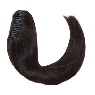 Clip de garra de cabello humano Remy 100 % real cola de caballo recta envío a EE. UU. en extensión Foto 1 de 4