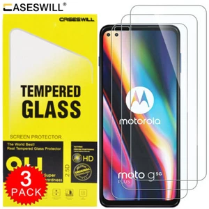 For Motorola Moto G 5G Plus Caseswill HD-Clear Tempered Glass Screen Protector - Picture 1 of 7