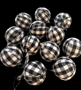 Büffel Karo Weihnachtsschmuck Set 12 schwarz & weiß kariert Karo Country - Bild 1 von 4