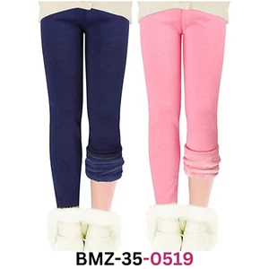 Girls Fleece Lined Cotton Kids Winter Warm Leggings Toddler Pants, 6-7 Years - Picture 1 of 8