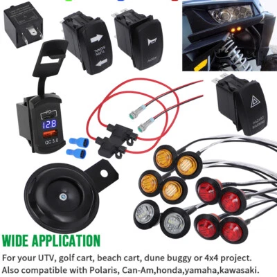 Para ATV UTV SXS Carros de Golf Señal de Giro Calle Legal Kit Bocina Relé Cargador USB Foto 1 de 4