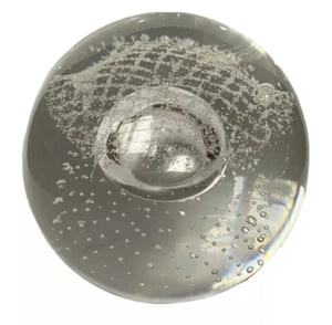 Vtg Caithness Scotland Silver Rain Glass Paperweight 3.5" Controlled Bubbles - Picture 1 of 12