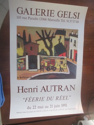 Affiche d'Exposition Henri Autran Galerie Gelsi 1991   60 cm sur 40 cm   170 - Photo 1/3